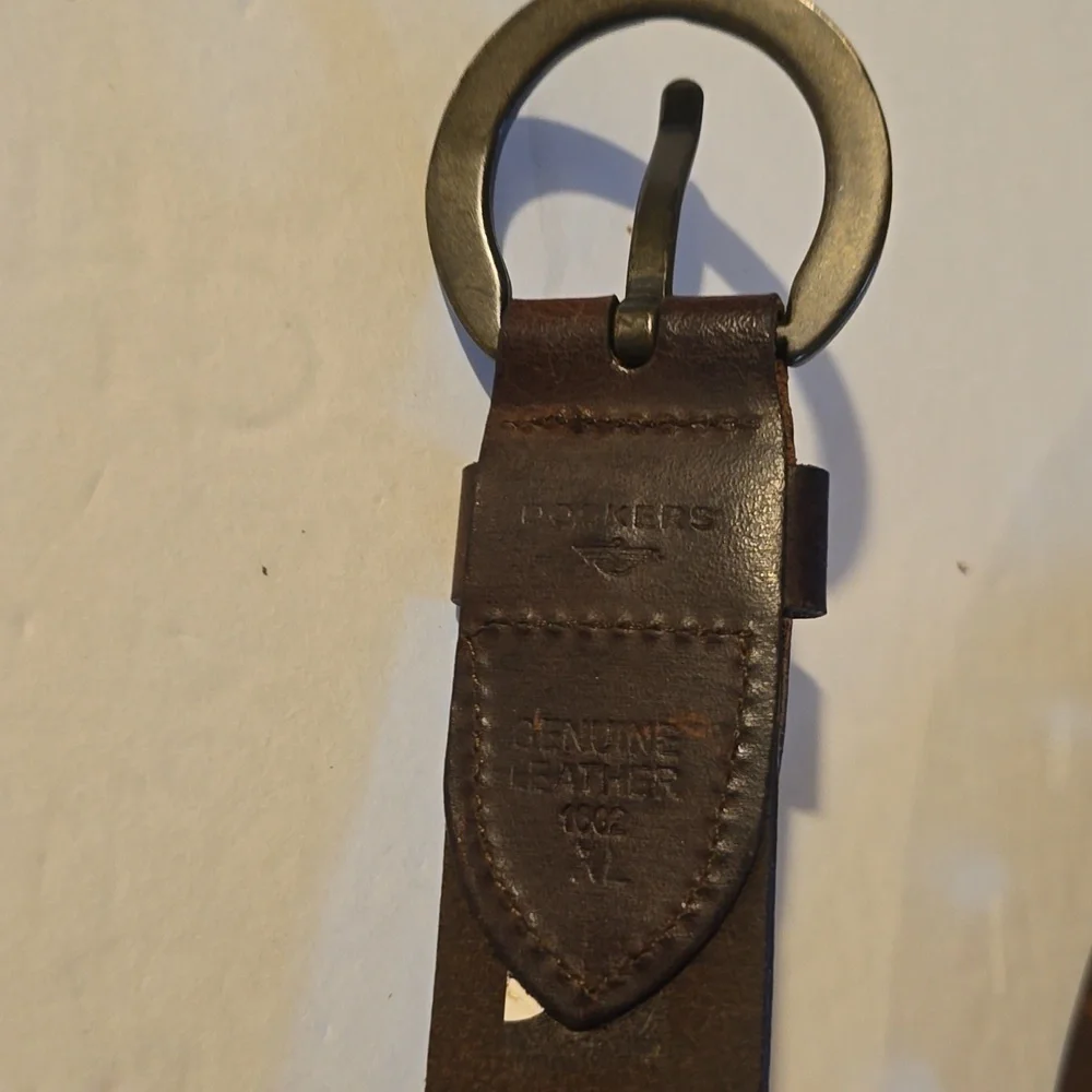 Dockers Vintage Brown Leather cut out Belt Silver Buckle Neutral Sz.M/L